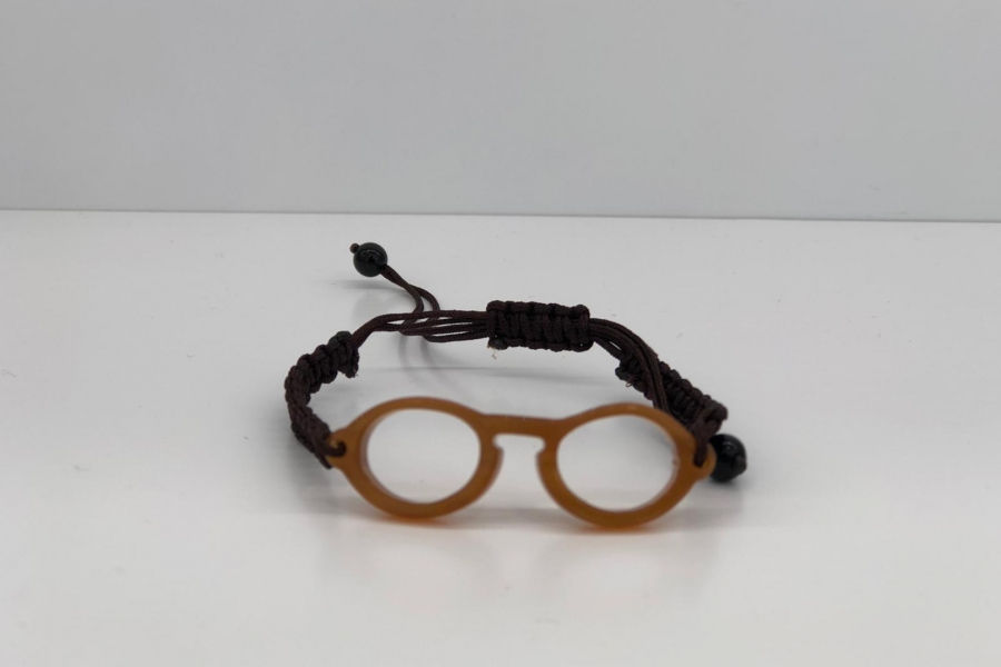 Pulsera gafa de pasta redonda color marrón nude